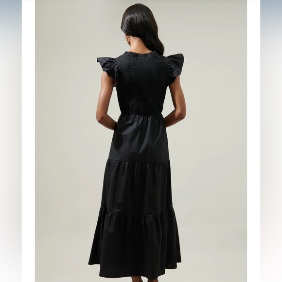 SUGARLIPS Sunfire Smocked Bodice Tiered Midi Dress - Picture 3 of 11